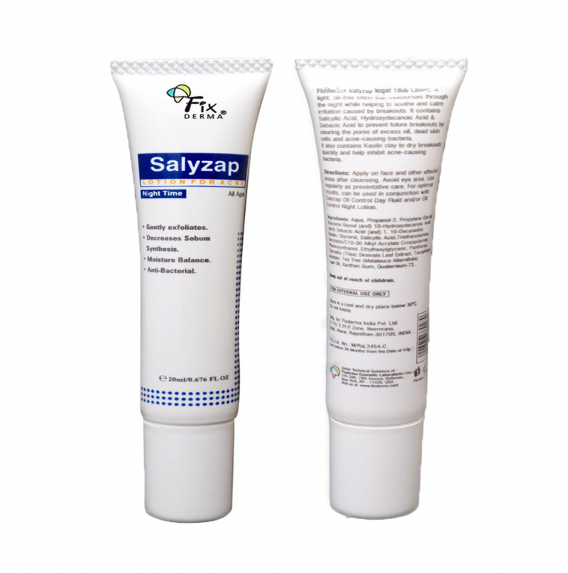 Lotion giảm và ngăn ngừa sự hình thành nhân mụn mới Fixderma Salyzap Lotion Night Time